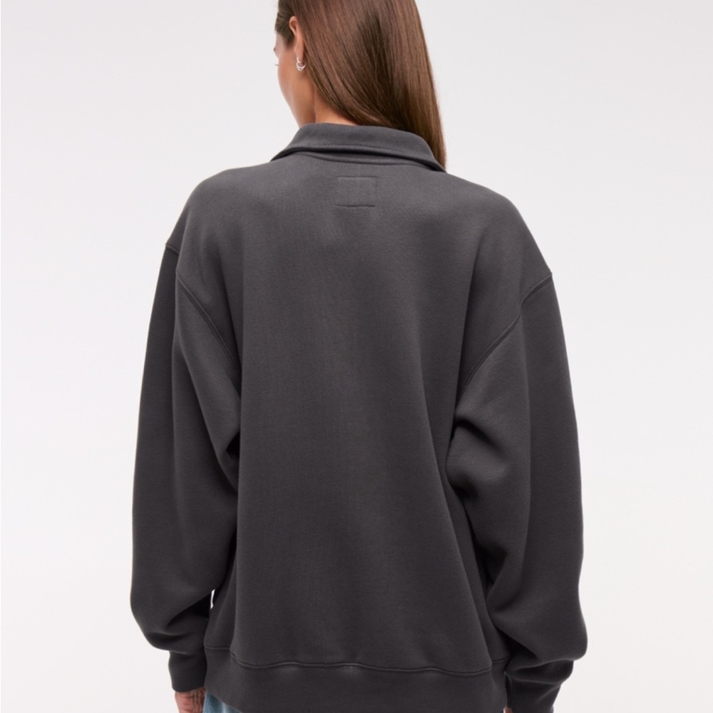 Abercrombie & Fitch Essential Vintage Sunday Dark Gray Half-Zip Sweatshirt - Picture 3 of 7